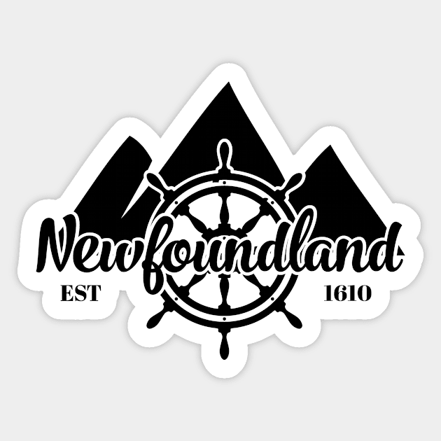 Newfoundland Mountains and Ship Wheel || Newfoundland and Labrador || Gifts || Souvenirs Sticker by SaltWaterOre